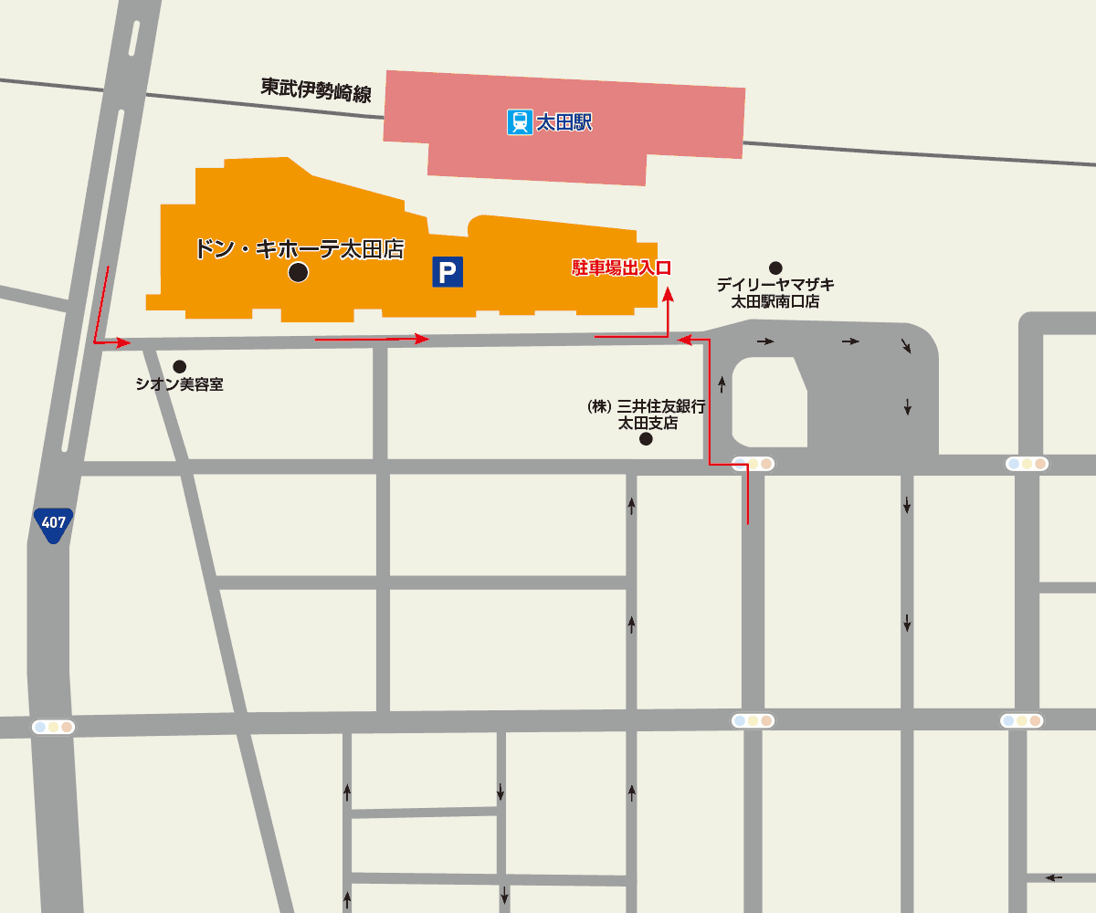太田店（閉店いたしました）駐車場地図