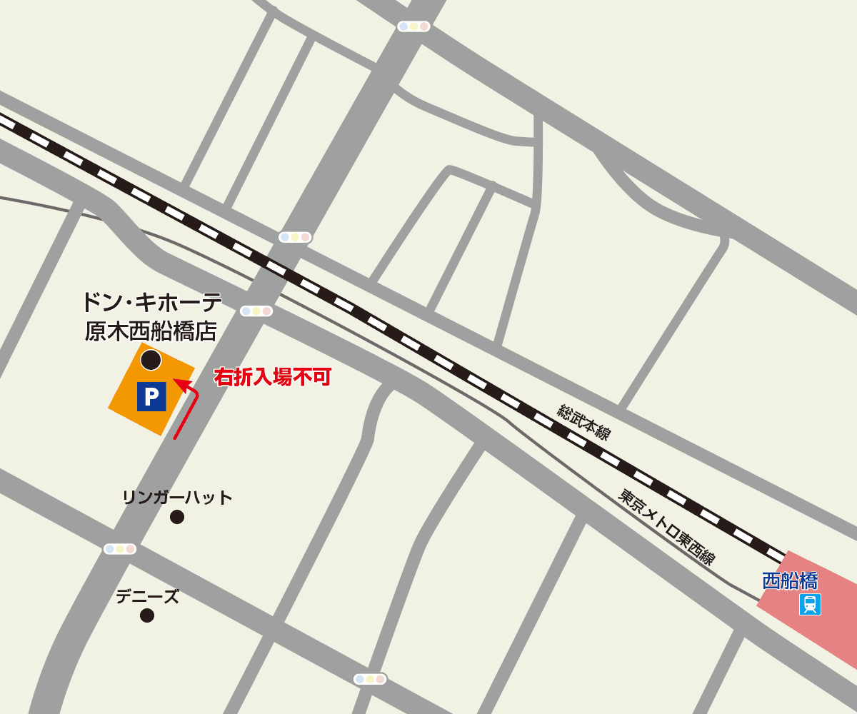 原木西船橋店 駐車場地図