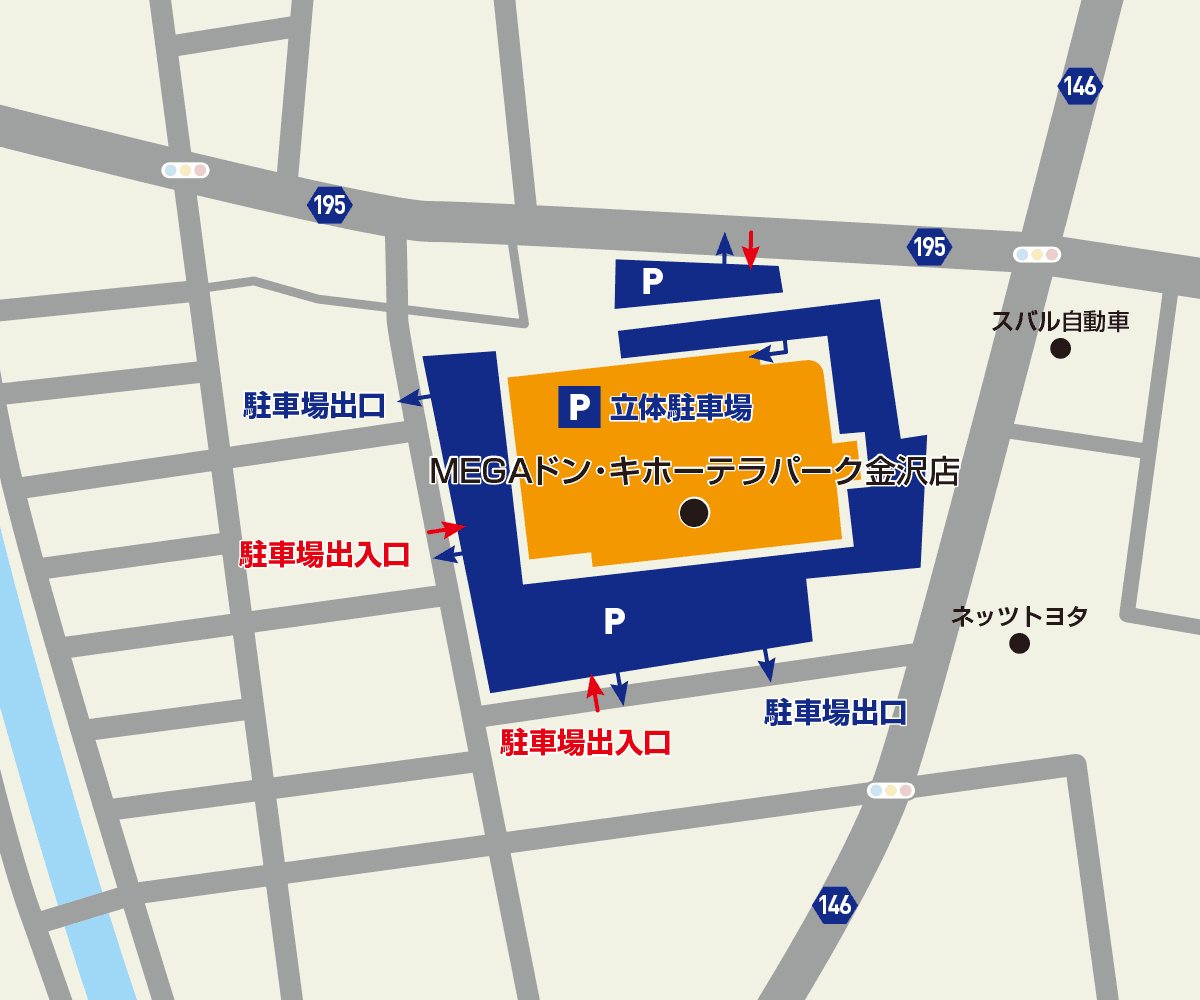 MEGAドン・キホーテ　ラパーク金沢店駐車場地図