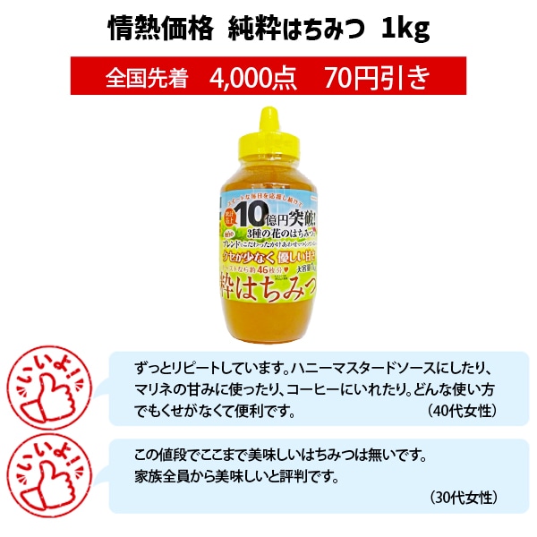 情熱価格 純粋はちみつ 1kg