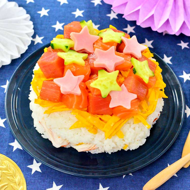 ごろっと海鮮の 贅沢な寿司ケーキ ドンキッチン ドンキが提案するレシピ集