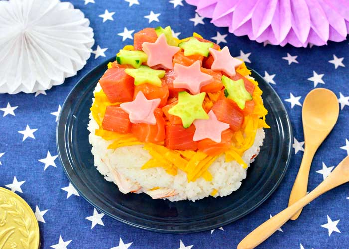 「ごろっと海鮮の、贅沢な寿司ケーキ♪」の作り方画像 7枚目