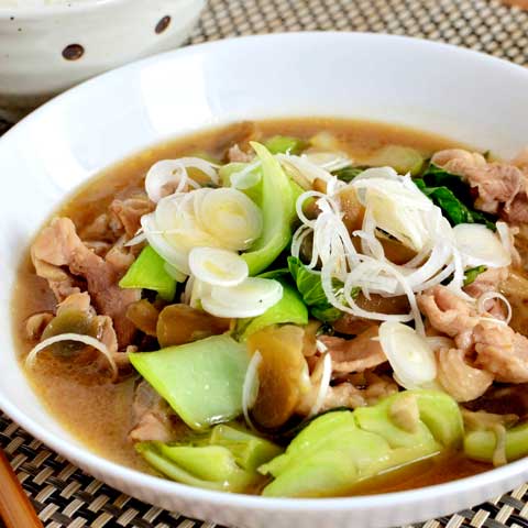 
				豚肉とチンゲン菜のやわらか中華煮
			