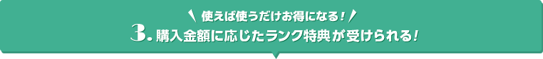 使えば使うだけお得になる!|購入金額に応じたランク特典が受けられる!