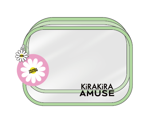 AMUSEクリアポーチ マチ付き（グリーン 中）