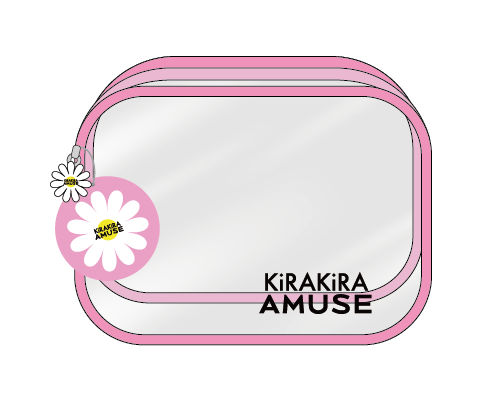 AMUSEクリアポーチ マチ付き（ピンク 中）