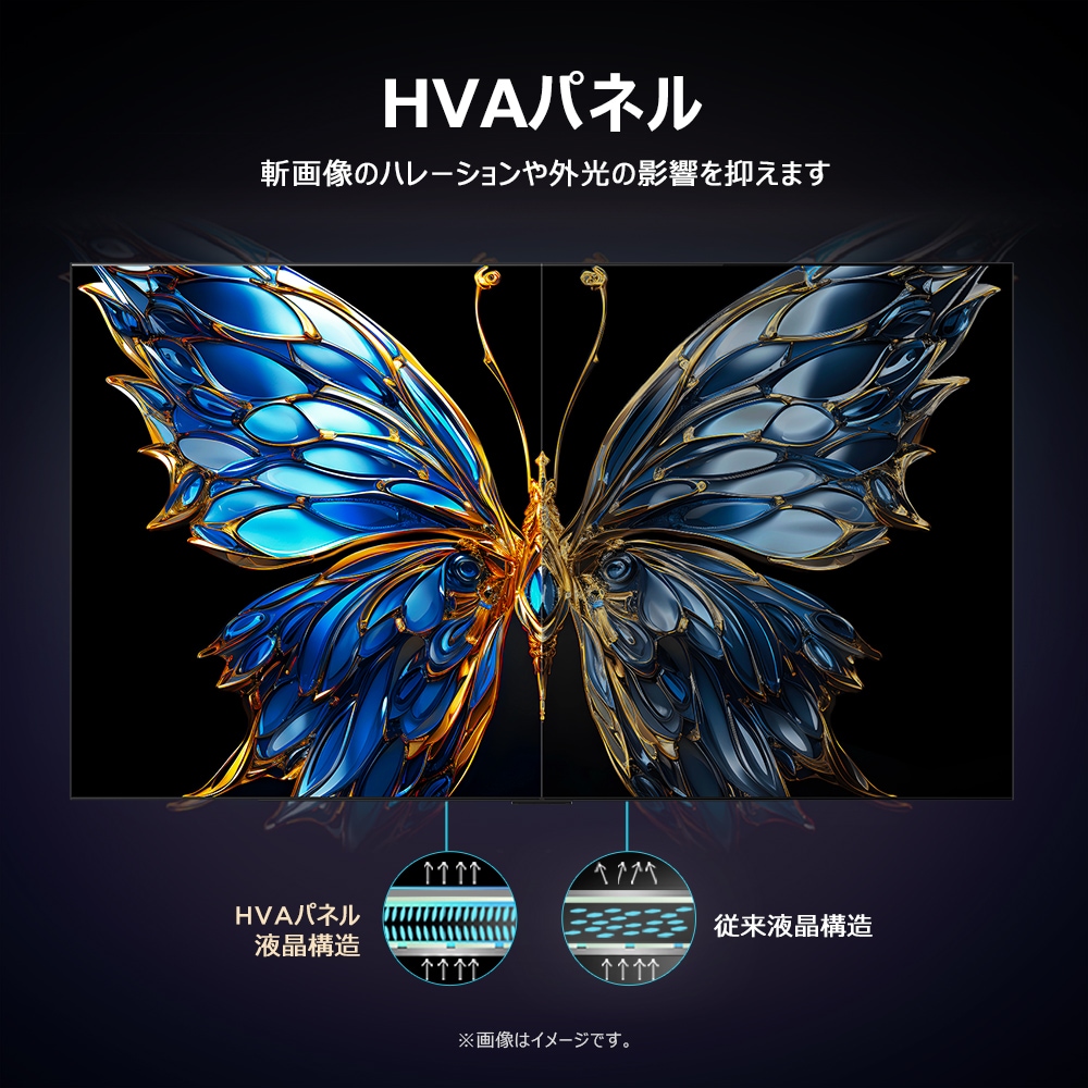 HVAパネル　斬画像のハレーションや外光の影響を抑えます