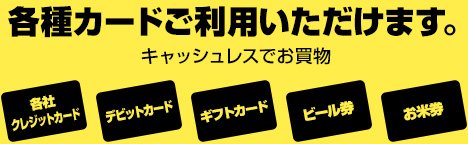 各種カードご利用いただけます。キャッシュレスでお買い物