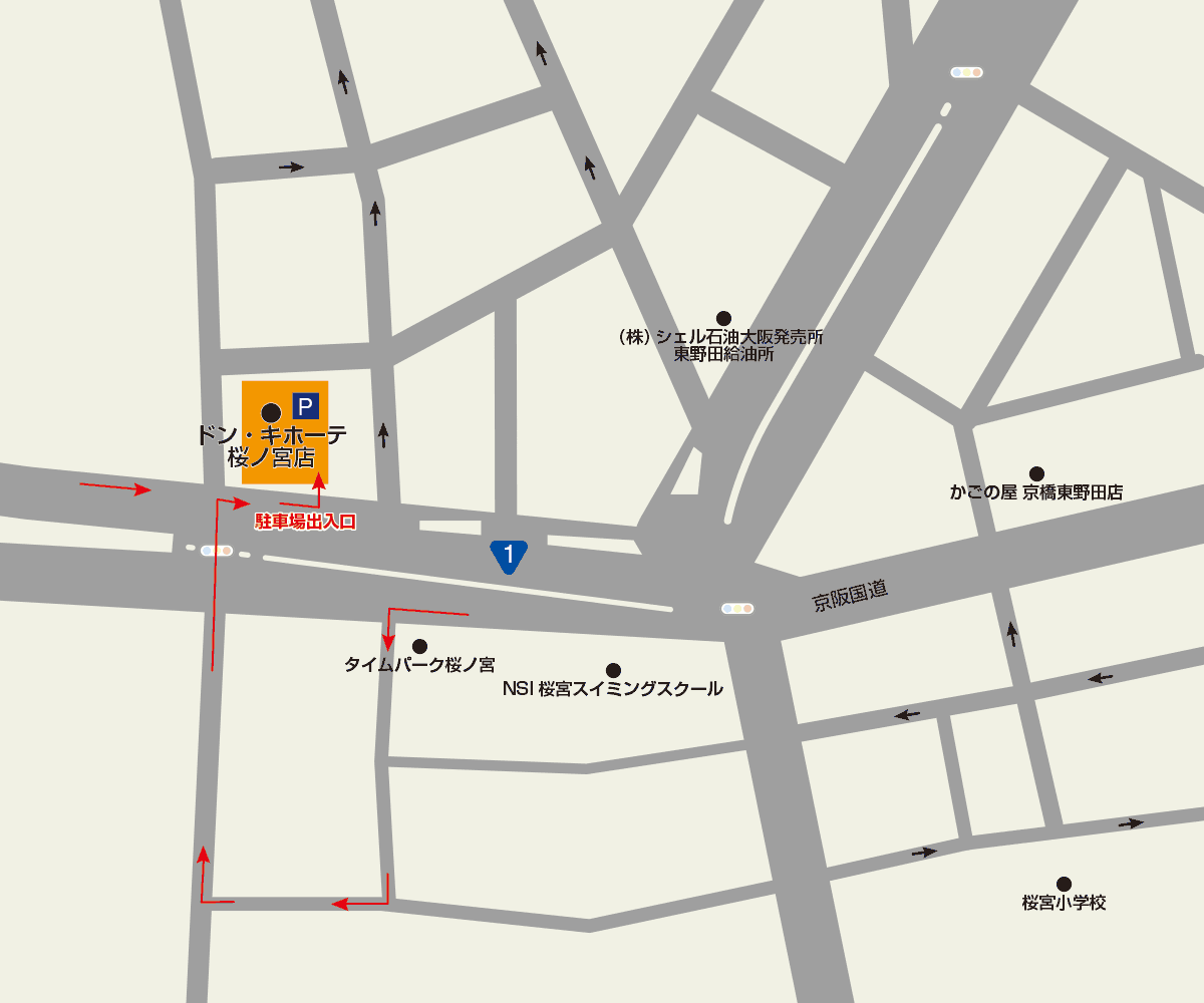 桜ノ宮店駐車場地図