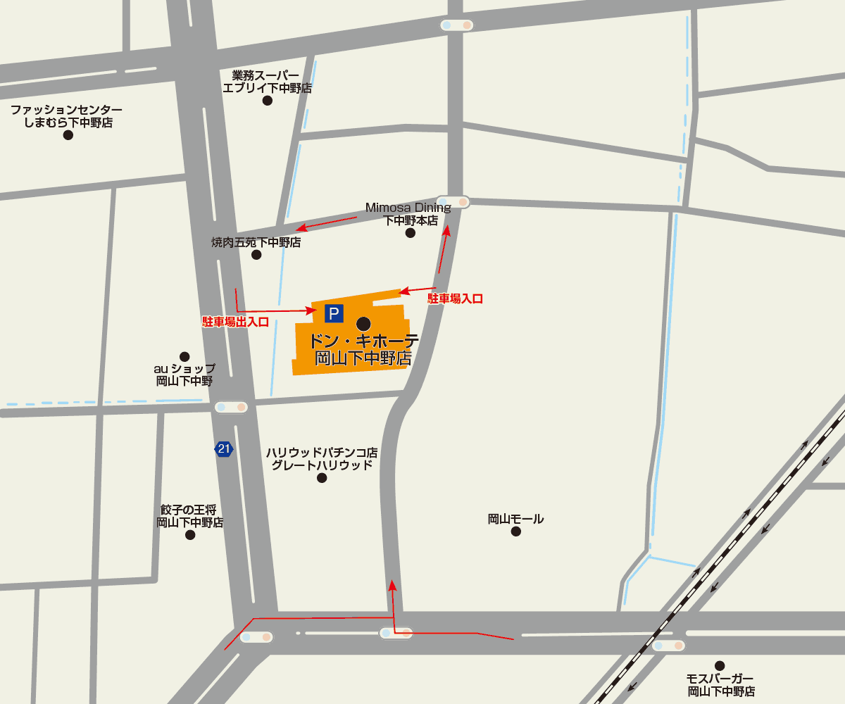 岡山下中野店駐車場地図