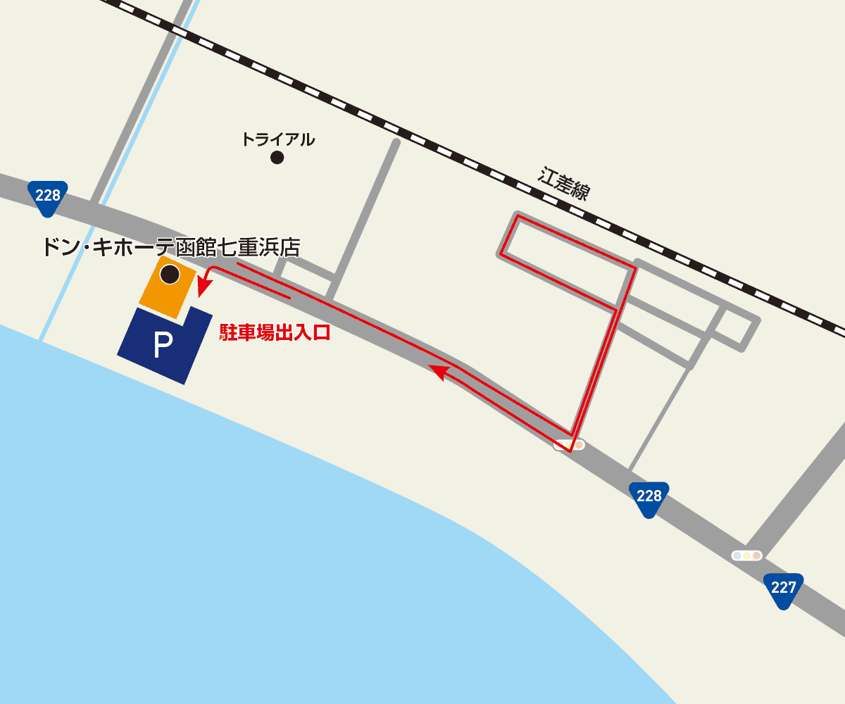 函館七重浜店駐車場地図