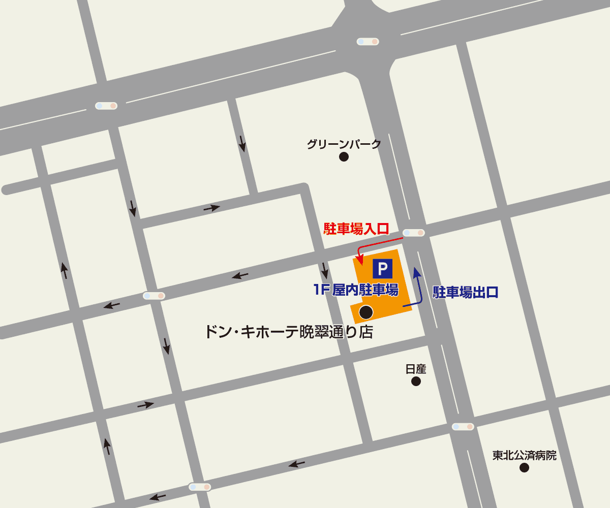 晩翠通り店駐車場地図