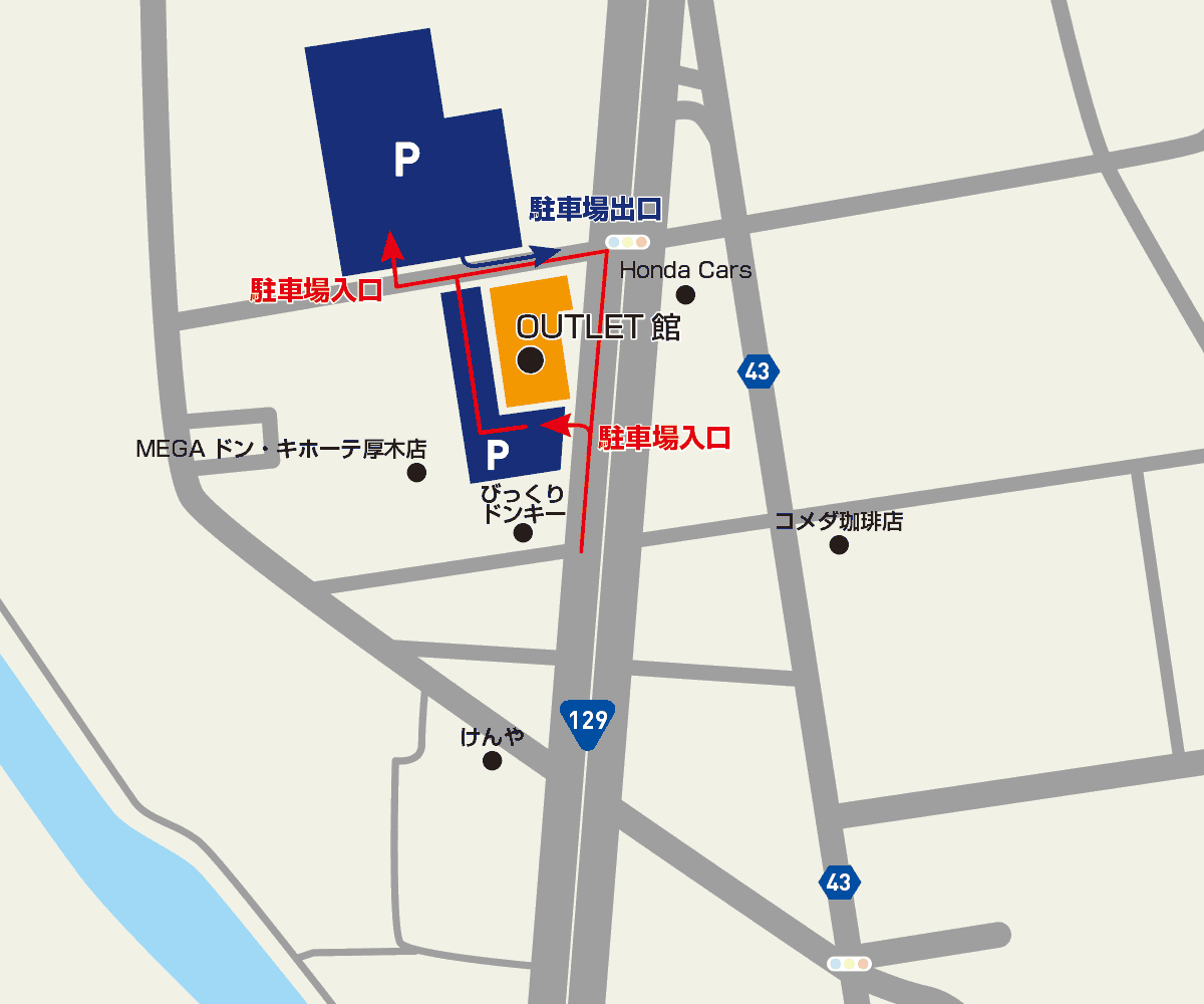 OUTLET館駐車場地図