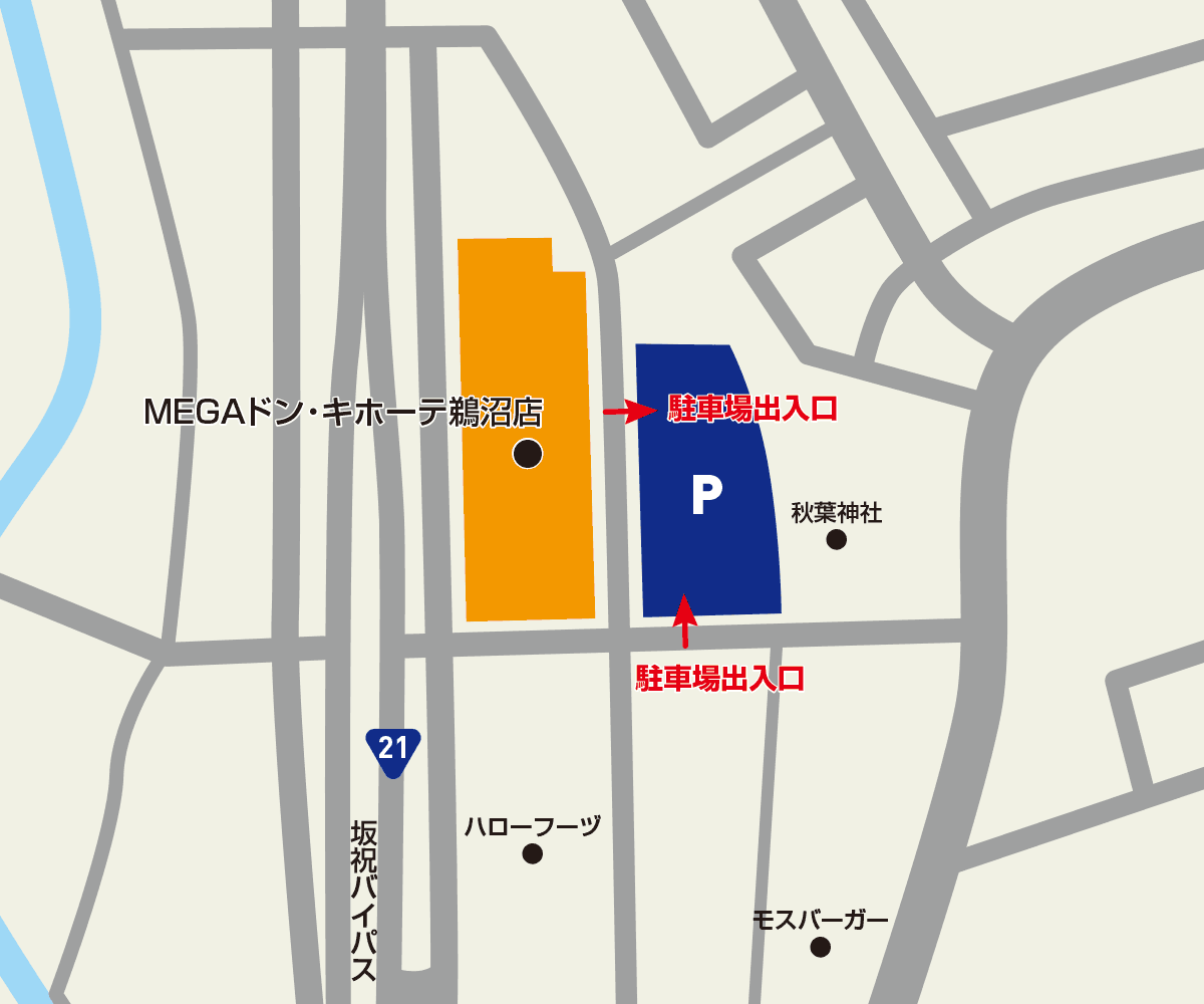 MEGAドン・キホーテ鵜沼店駐車場地図