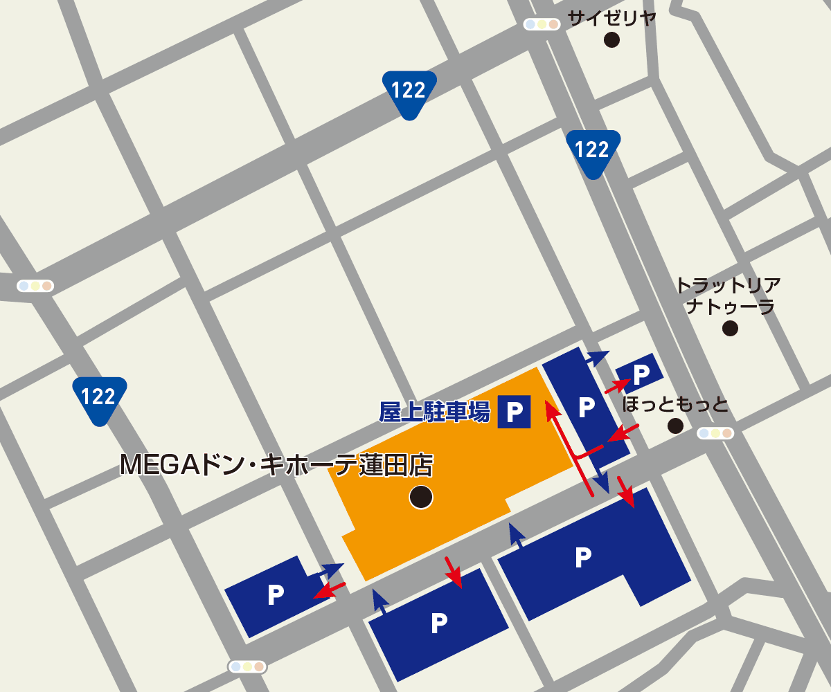 MEGAドン・キホーテ蓮田店駐車場地図