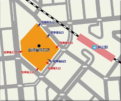 長崎屋 帯広店駐車場地図