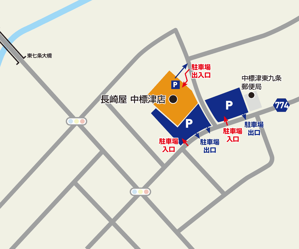 長崎屋 中標津店駐車場地図