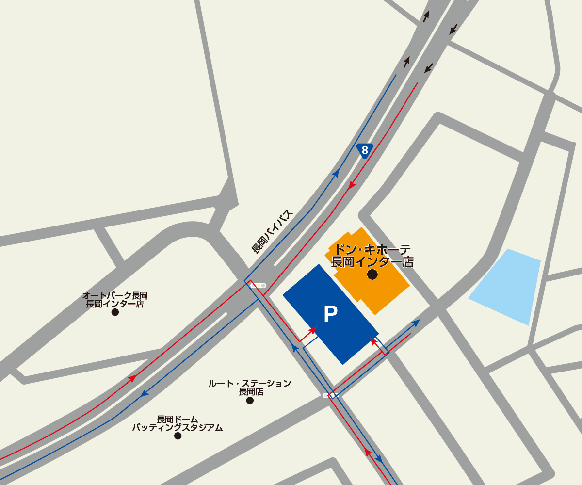 長岡インター店駐車場地図