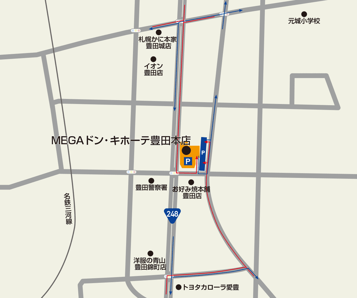 MEGAドン・キホーテ豊田本店駐車場地図