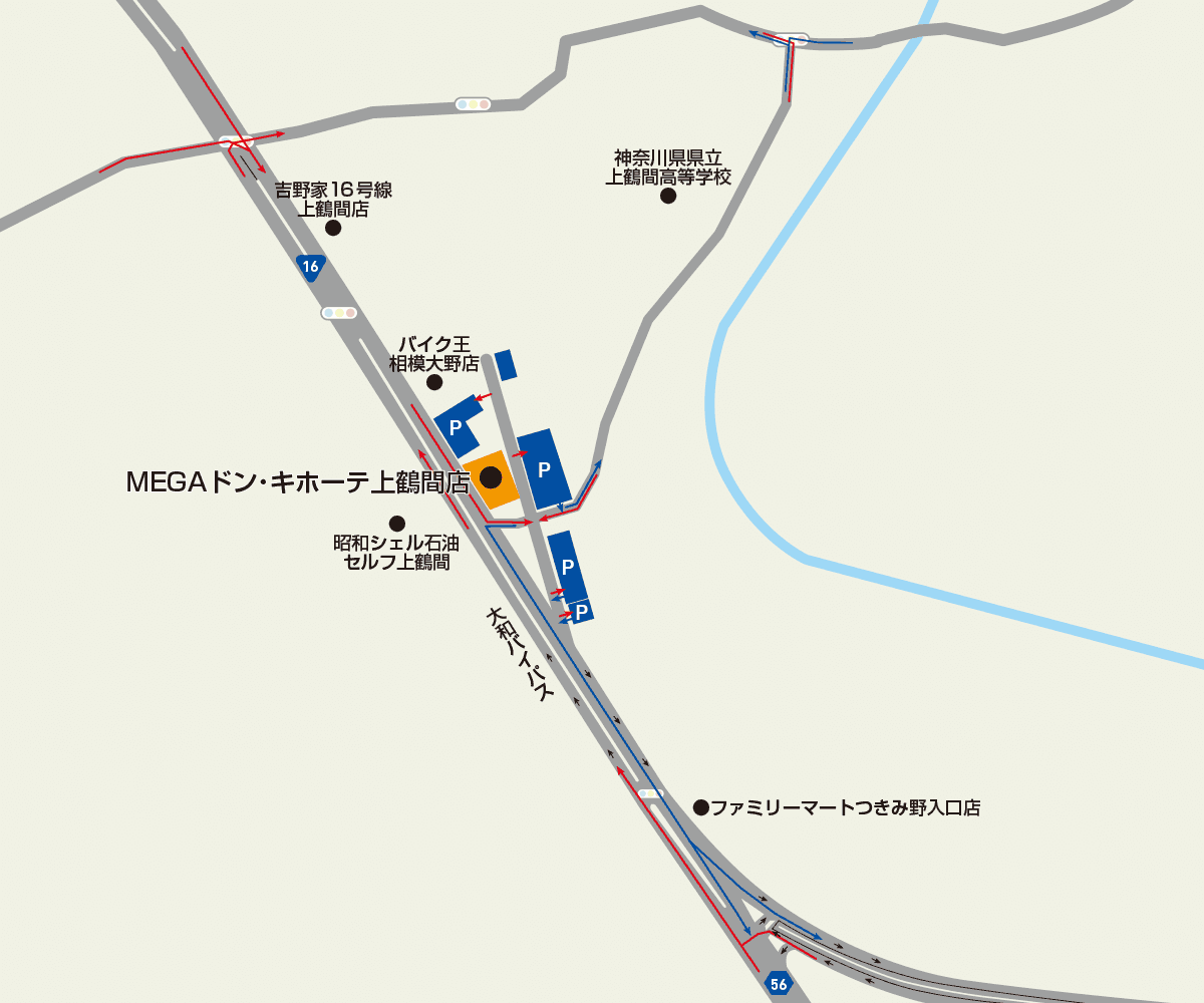 MEGAドン･キホーテ上鶴間店駐車場地図