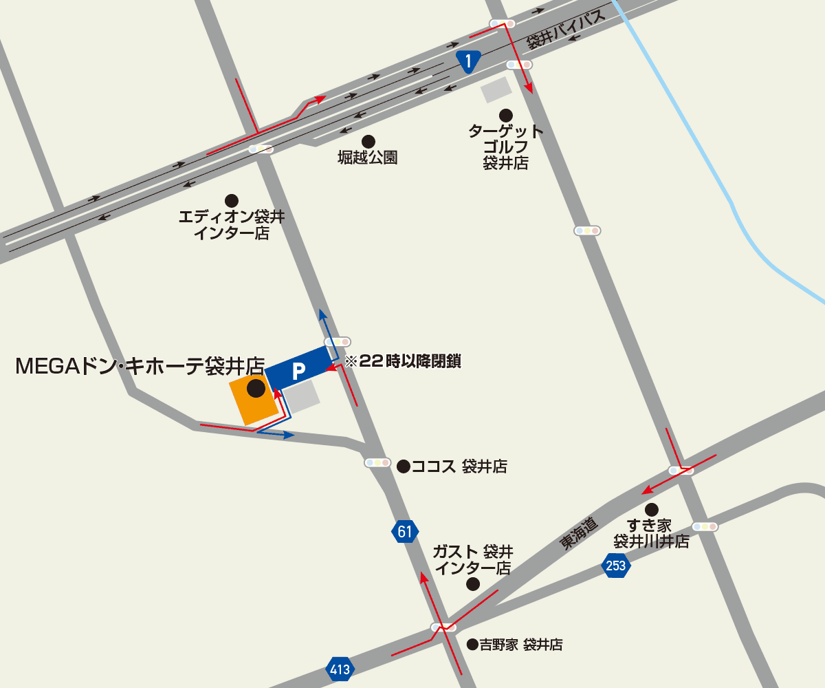 MEGAドン・キホーテ袋井店駐車場地図