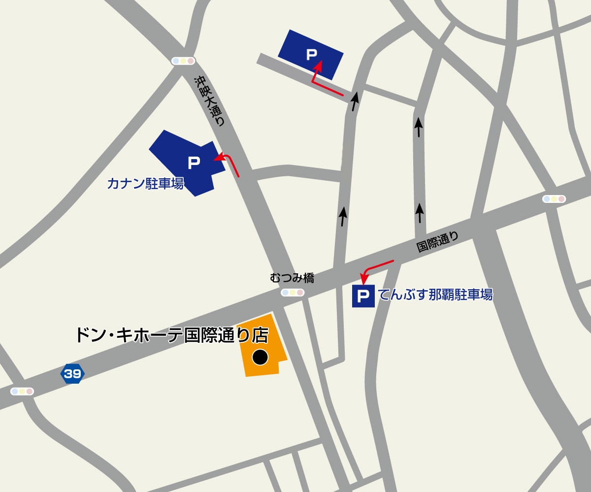 国際通り店駐車場地図