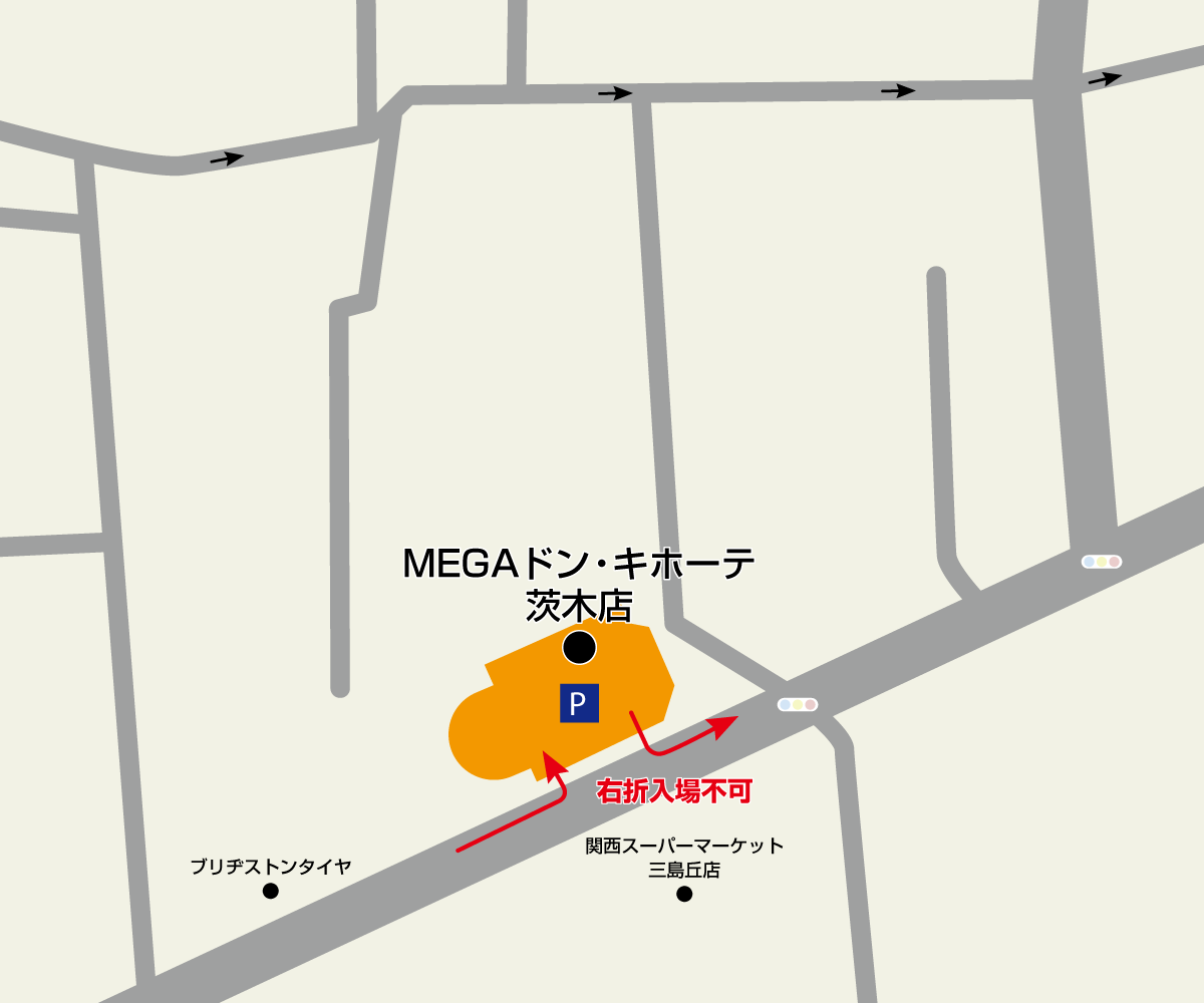 MEGAドン・キホーテ茨木店駐車場地図