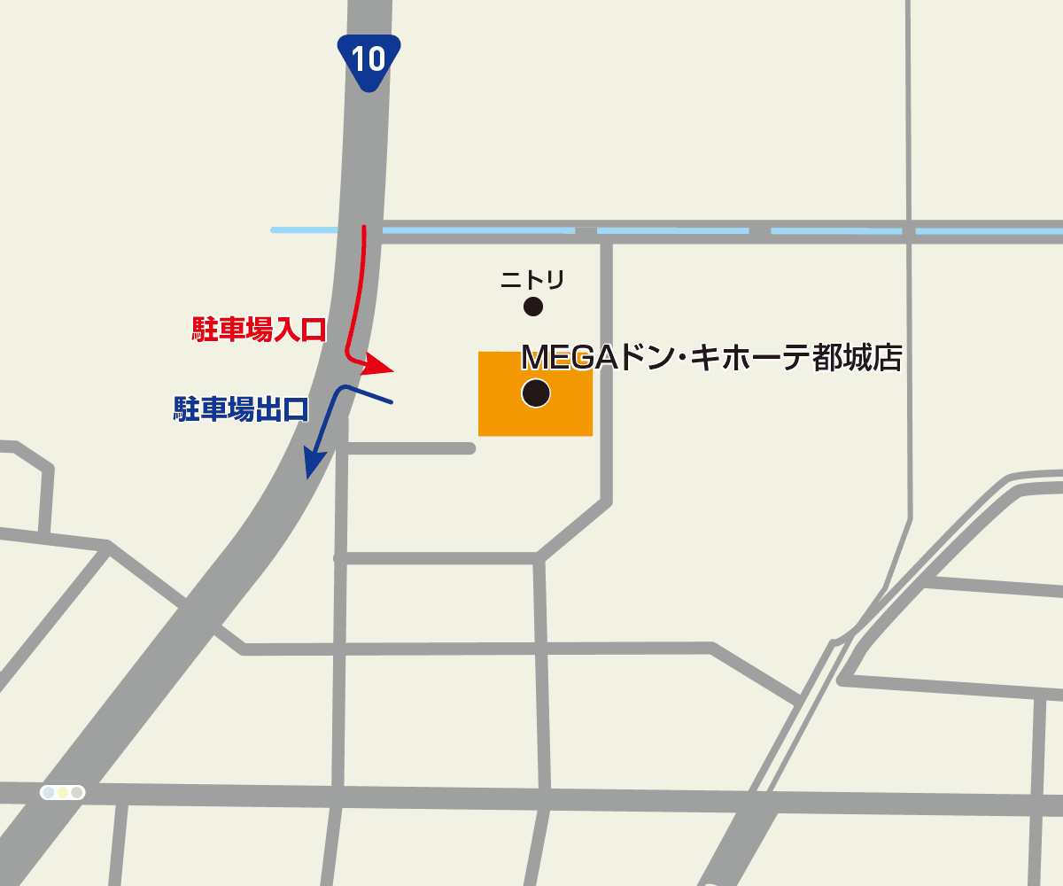 MEGAドン・キホーテ都城店駐車場地図