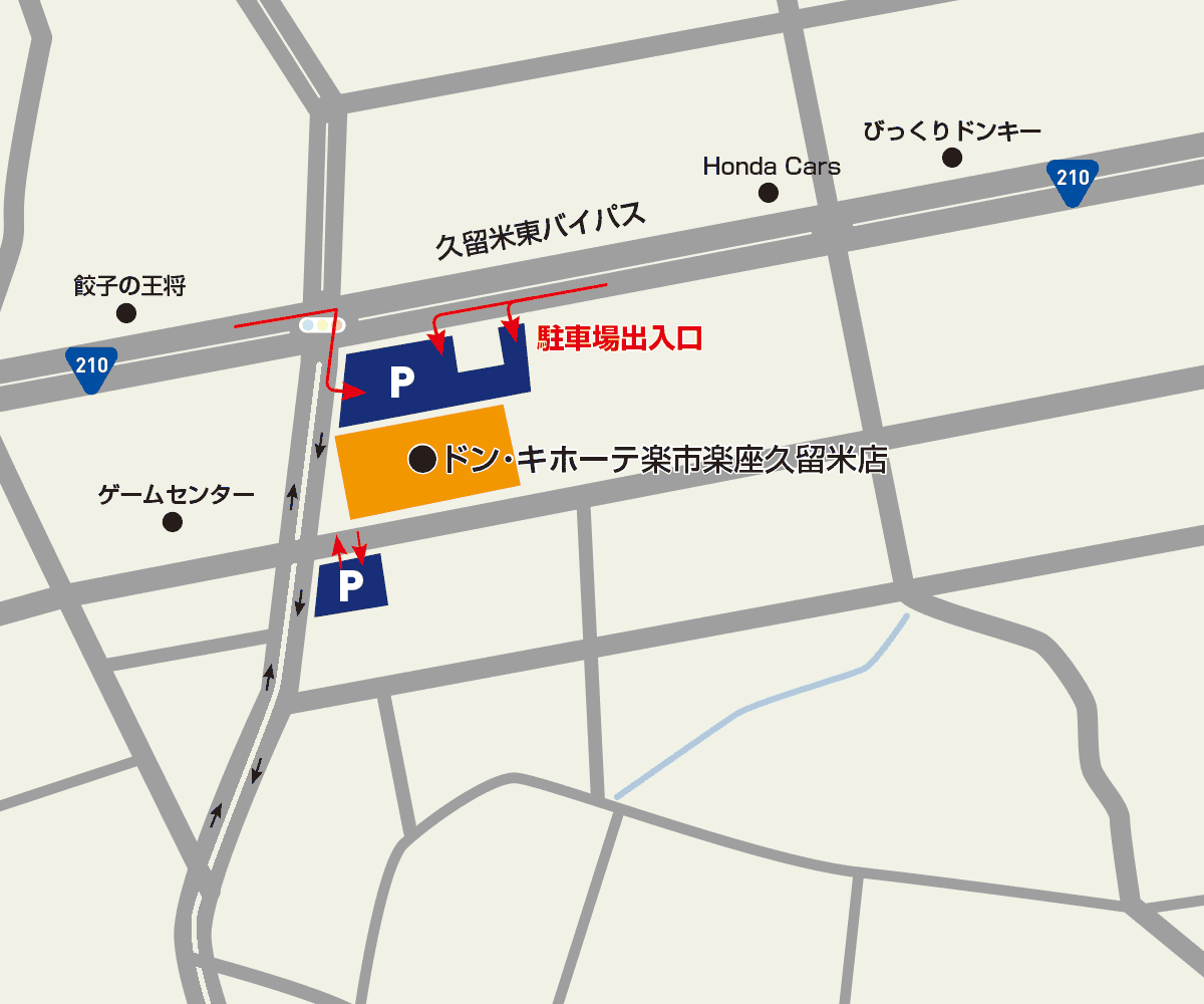 楽市楽座久留米店 駐車場地図