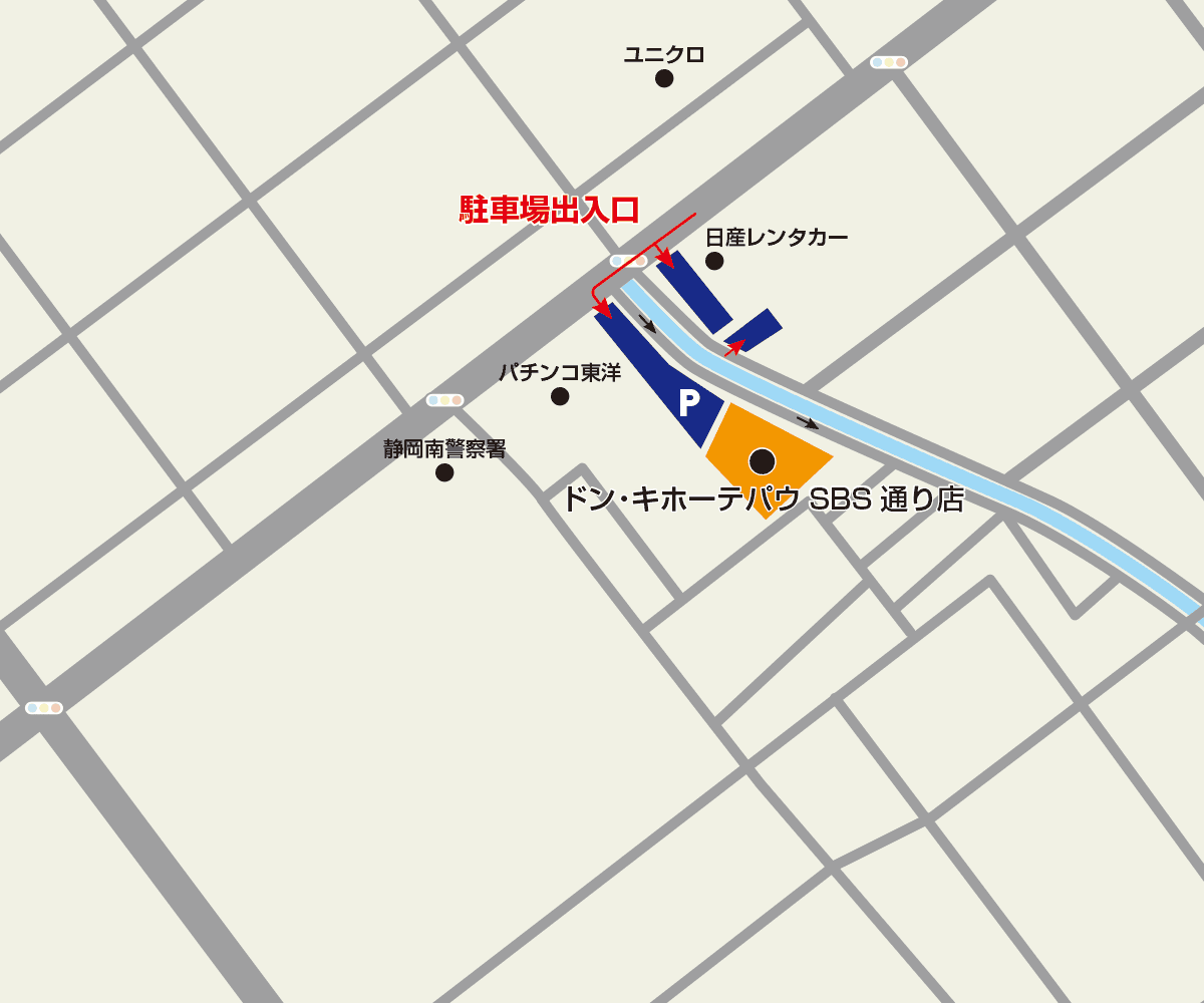 パウSBS通り店 駐車場地図