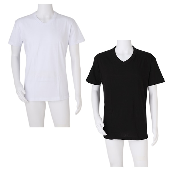 襟が強くへたれにくい綿100%インナーTシャツ4枚組半袖Ｖネック