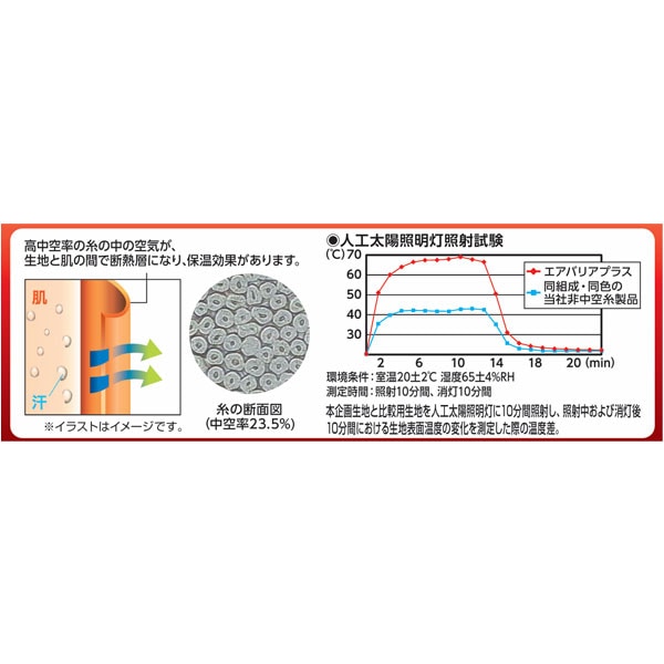 エアバリアインナープラス 裏毛布 長袖モックネック