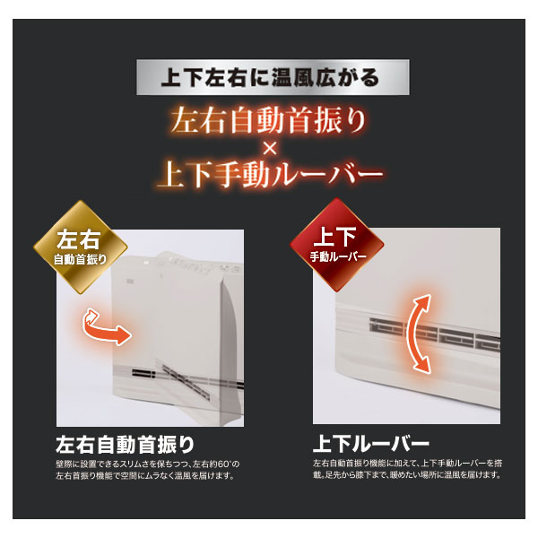 大風量パネルセラミックファンヒーター　スイング＆ワイドヒート